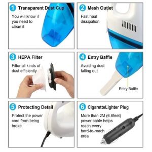 12 V High Power Portable Light Weight Vacuum Cleaner